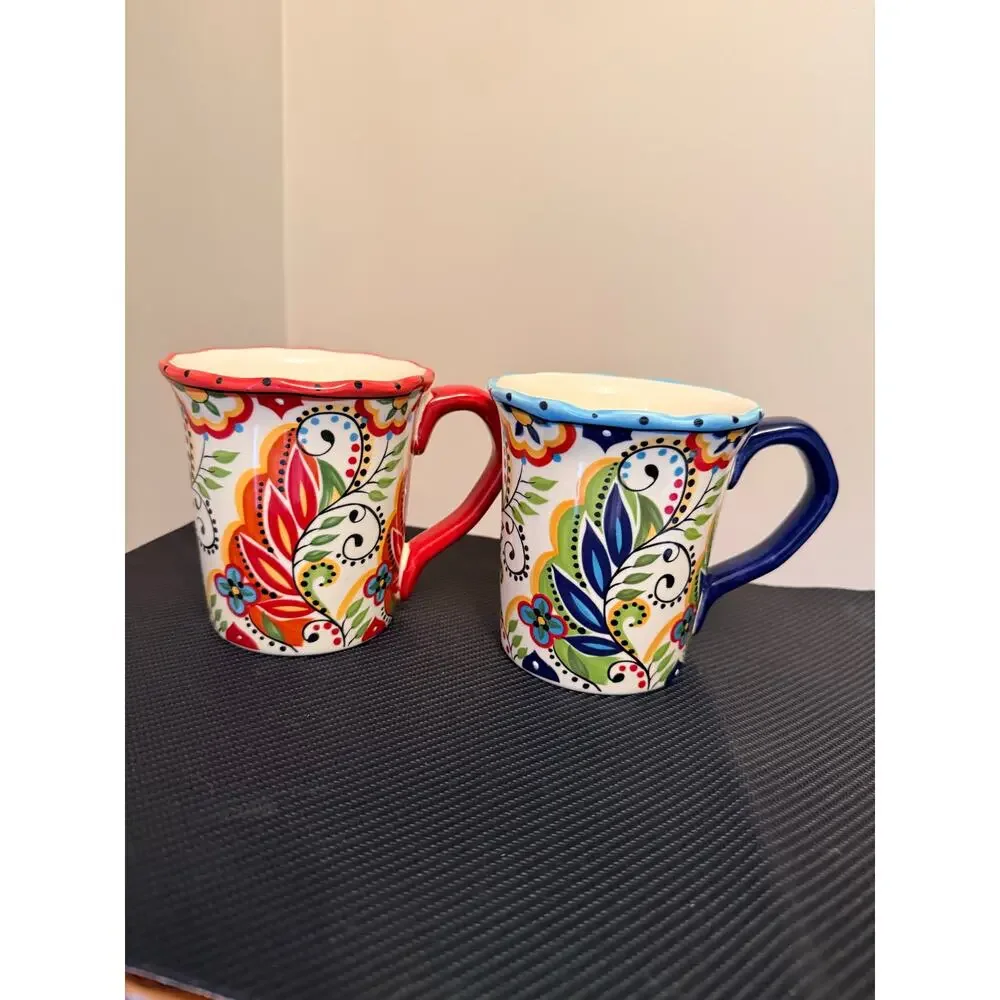 Two Tabletops Unlimited’s Bocca España handcrafted earthenware mugs.